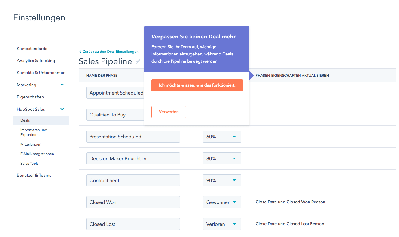 HubSpot Deals So vereinheitlichen Sie den Prozess für Vertriebsteams